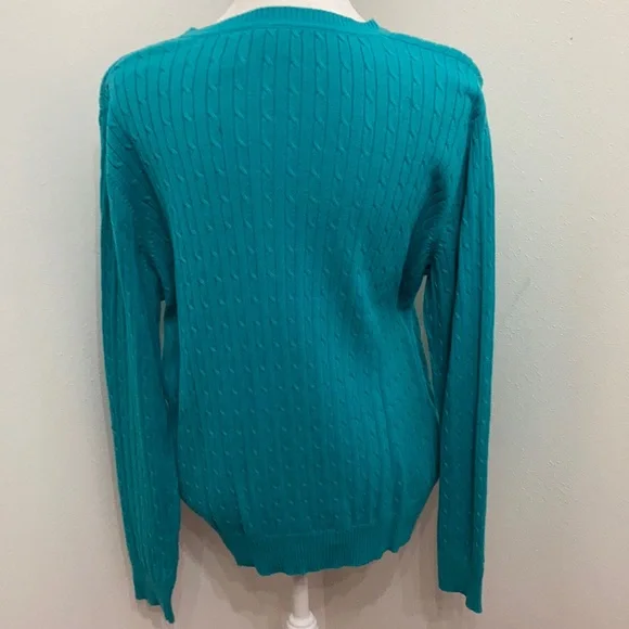NWT Kim Rogers Original Turquoise Cable Knit Sweater Size XL - Picture 7 of 16